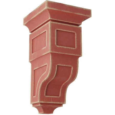 Ekena Millwork 7"W x 7 3/4"D x 14"H Jumbo Reyes Wood Vintage Decor Corbel, Salvage Red CORWD07X07X14RYRD